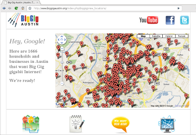 screenshot: BigGigAustin.org broadband interest map page